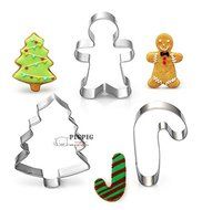 Hi-Party Christmas Cookie Cutters, Set of 3 Holiday Shaped Cookies: Gingerbread Man, Christmas Tree, Candy Cane