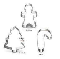 Hi-Party Christmas Cookie Cutters, Set of 3 Holiday Shaped Cookies: Gingerbread Man, Christmas Tree, Candy Cane N2