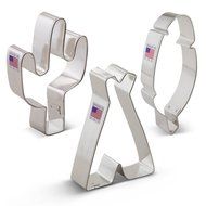 American Southwest Cookie Cutter Set - 3 Piece - Cactus, Teepee, and Feather &ndash; Ann Clark &ndash; US Tin Plated Steel