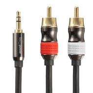 FosPower [10ft] 3.5mm Male to 2-Male RCA [Left / Right] Stereo Audio Cable - Step Down Design Adapter Cable for...
