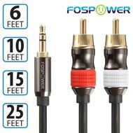 FosPower [10ft] 3.5mm Male to 2-Male RCA [Left / Right] Stereo Audio Cable - Step Down Design Adapter Cable for... N10
