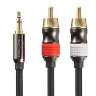 FosPower [10ft] 3.5mm Male to 2-Male RCA [Left / Right] Stereo Audio Cable - Step Down Design Adapter Cable for... N12
