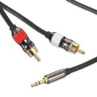FosPower [10ft] 3.5mm Male to 2-Male RCA [Left / Right] Stereo Audio Cable - Step Down Design Adapter Cable for... N17