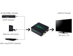 Akale RCA Composite CVBS AV to HDMI Video Audio Converter Adapter Mini Box Support 1080P for TV/PC/PS3/Blue-Ray... N6