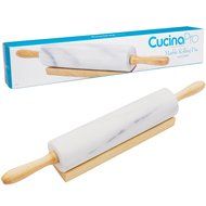 Cucina Pro Marble Rolling Pin (451) - Heavy Weight With Large Comfort Grip Wooden Handles and Cradle