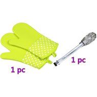 BBQ Tools,Silicone Gloves And Stainless Steel Clips For Baking Cooking Grilling By Hmane-Coffee N9