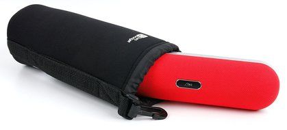 DURAGADGET Jet Black Super-Soft Neoprene Pouch Case in Size Large for iQualTech Wireless Bluetooth &amp; NFC Speaker...