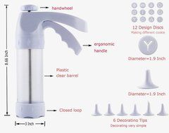 JJMG NEW Comfort Grip Stylish Cookie Press Kit Cake Cookies Making Decorating Gun &ndash; 12 Discs and 6 Icing tips N5