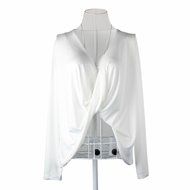 AIMTOPPY Fashion Women Sexy Front Cross V-Neck Long Sleeve Shirts White Tops Blouses (M, White) N2