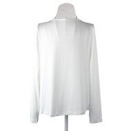 AIMTOPPY Fashion Women Sexy Front Cross V-Neck Long Sleeve Shirts White Tops Blouses (M, White) N3