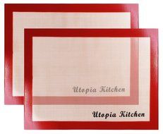 Silicon Mat for Baking and Cooking - 2 Pack - Red - Professional Grade Non-stick - Best for Cookies, Pizzas, Pretzels...