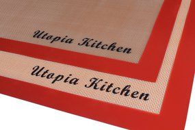 Silicon Mat for Baking and Cooking - 2 Pack - Red - Professional Grade Non-stick - Best for Cookies, Pizzas, Pretzels... N6
