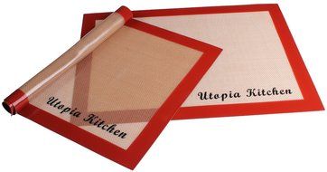 Silicon Mat for Baking and Cooking - 2 Pack - Red - Professional Grade Non-stick - Best for Cookies, Pizzas, Pretzels... N7