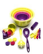Zak! Designs Confetti Mixing Bowls (4 Piece Set), Durable and BPA-free Melamine, Assorted Orange N2