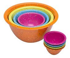 Zak! Designs Confetti Mixing Bowls (4 Piece Set), Durable and BPA-free Melamine, Assorted Orange N3