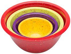 Zak! Designs Confetti Mixing Bowls (4 Piece Set), Durable and BPA-free Melamine, Assorted Orange N7