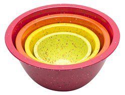 Zak! Designs Confetti Mixing Bowls (4 Piece Set), Durable and BPA-free Melamine, Assorted Orange N10