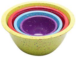 Zak! Designs Confetti Mixing Bowls (4 Piece Set), Durable and BPA-free Melamine, Assorted Orange N12