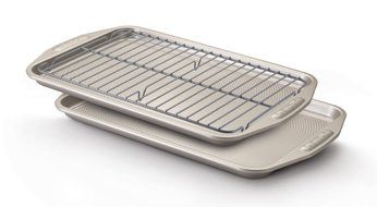 Circulon Nonstick Bakeware 3-Piece Cookie Pan Set, Warm Silver