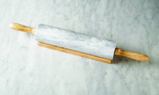 Marble Rolling Pin and Base, White