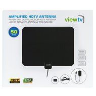 ViewTV Flat HD Digital Indoor Amplified TV Antenna - 50 Miles Range - Detachable Amplifier Signal Booster - 12ft... N12