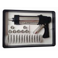 HuiJia Stainless Steel Deluxe Biscuit Press Cookie Gun Set Includes 13 Discs &amp; 8 Icing Tips