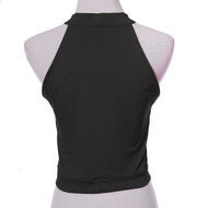 AIMTOPPY Women Ladies Round Neck Sleeveless Tee Shirt Crop Tops Blouse (L, Black) N4