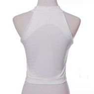 AIMTOPPY Women Ladies Round Neck Sleeveless Tee Shirt Crop Tops Blouse (L, Black) N8