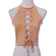AIMTOPPY Women Ladies Round Neck Sleeveless Tee Shirt Crop Tops Blouse (L, Black) N10
