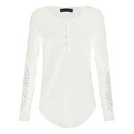 AIMTOPPY Womens Lace Long Sleeve Shirt Casual Blouse Loose Cotton Tops T Shirt (L, Black) N5