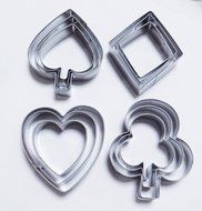 Yunko Poker "Playing Bridge" Stainless Steel Cookie Cutter Fondant Cutter 12pcs / Set , Diamond Heart