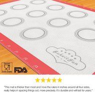 BakeitFun Silicone Pastry Mat With Measurements, Standard Size 23&quot; x 15&quot;, Full Sticks To Countertop For Rolling... N16