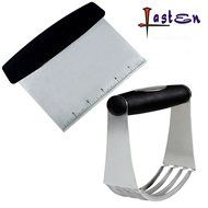 Lasten Baking Dough Blender &amp; Dough Scraper Set, Stainless Steel Pastry Cutter &amp; Scraper, Pastry Blender with...