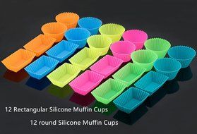 Silicone Cupcake Cups Liners 24 Pack Reusable Silicone Muffin Baking Cups Rainbow Bento Cups by Cherbell N2