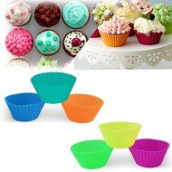 Silicone Cupcake Cups Liners 24 Pack Reusable Silicone Muffin Baking Cups Rainbow Bento Cups by Cherbell N6