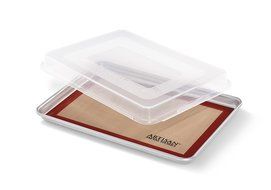 Artisan 2-Piece Professional Baking Set with Quarter-Size Cookie Sheet Pan and Silicone Baking Mat with Red Border N32