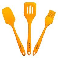 Deiss ART 3-piece Silicone Utensil Set &mdash; Slotted Turner, Spatula, Pastry Brush &mdash; Seamless Hygienic Design &mdash; Safe...