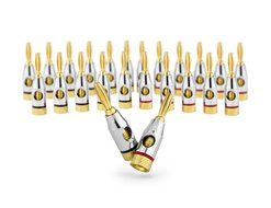 Ocelot Banana Plugs, 24k Gold Plated Connectors, Open Screw Type, 12 Pair