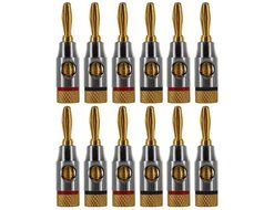 Ocelot Banana Plugs, 24k Gold Plated Connectors, Open Screw Type, 12 Pair N5