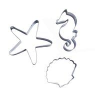 Yunko Starfish Shell Hippocampus Shape Stainless Steel Cookie Cutter Fondant Cutter 3pcs / Set