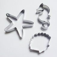 Yunko Starfish Shell Hippocampus Shape Stainless Steel Cookie Cutter Fondant Cutter 3pcs / Set N2