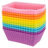 Freshware CB-308SC 12-Pack Silicone Mini Rectangle Reusable Cupcake and Muffin Baking Cup, Six Vibrant Colors N2