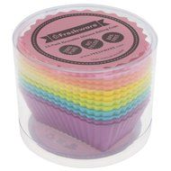 Freshware CB-308SC 12-Pack Silicone Mini Rectangle Reusable Cupcake and Muffin Baking Cup, Six Vibrant Colors N4