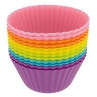 Freshware CB-308SC 12-Pack Silicone Mini Rectangle Reusable Cupcake and Muffin Baking Cup, Six Vibrant Colors N7