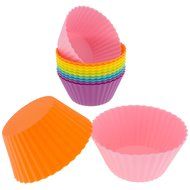 Freshware CB-308SC 12-Pack Silicone Mini Rectangle Reusable Cupcake and Muffin Baking Cup, Six Vibrant Colors N8