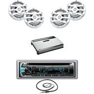 New Kenwood Marine Bluetooth CD MP3 USB AUX iPod iPhone Radio Stereo Player With 4 X 6.5" Inch Kenwood Marine... N3