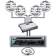 New Kenwood Marine Bluetooth CD MP3 USB AUX iPod iPhone Radio Stereo Player With 4 X 6.5" Inch Kenwood Marine... N4