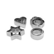 Mini Cookie Cutters Set, Heart, Flower, Star and Round Shapes Made of Strong Aluminum