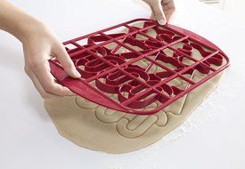 Mrs. Fields Christmas Cookie Cutter Grid with Candy Cane, Chritmas Tree, and Gingerbread Man Pattern (132) N4