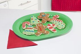 Mrs. Fields Christmas Cookie Cutter Grid with Candy Cane, Chritmas Tree, and Gingerbread Man Pattern (132) N6